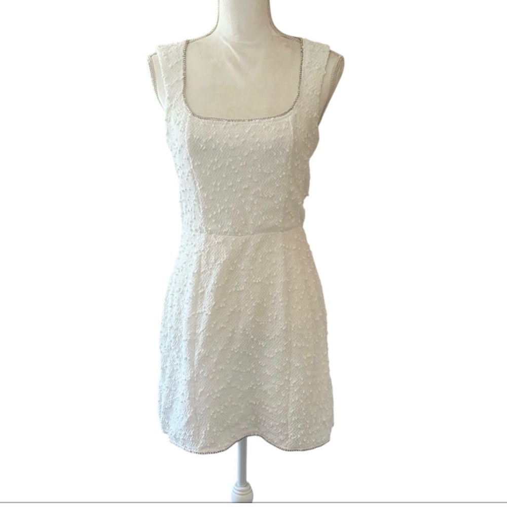 Francesca's Collections White Textured Square-Neck Mini Dress BNWT